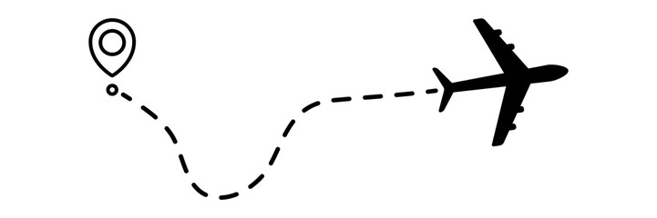 Wall Mural - airplane line dotted path. plane flight route with start point and dotted line trace. travel and tou