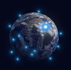 Wall Mural - internet technology concept. earth and network connection lines in space
