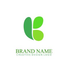 Letter B logo with natural leaf shape