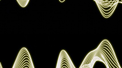 Poster - Wave pulsations of stripes on black background. Design. Bands vibrate in wavy curves. Wavy lines move along edges of black background