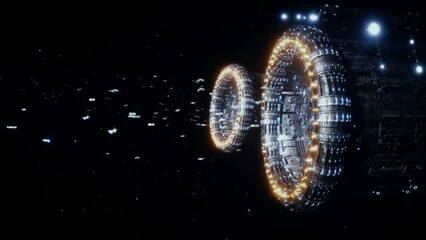 Wall Mural - space futuristic base with ships traffic. futuristic concept. realistic 4k animation.