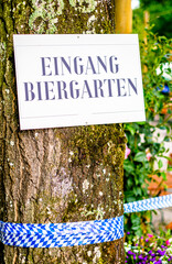 Wall Mural - typical bavarian beergarden sign - translation: beergarden