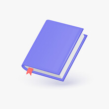 3d Book Icon With Red Bookmark In Realistic Style. Hardcover Book. The Concept Of Learning Or Gaining Knowledge. Vector Illustration Isolated On White Background.