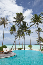 Pool On The Beach On Luxury Island Resort In Tahiti 