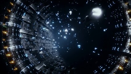Wall Mural - space futuristic base with ships traffic. futuristic concept. realistic 4k animation.