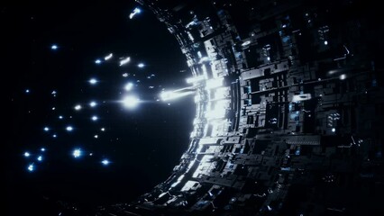 Wall Mural - space futuristic base with ships traffic. futuristic concept. realistic 4k animation.