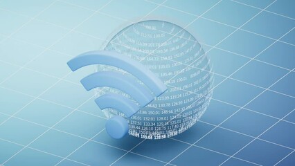 Wall Mural - Wireless network technology with wifi sign, 3d rendering.