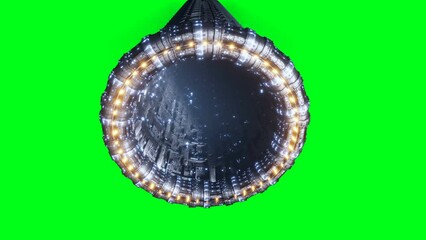 Wall Mural - space futuristic base with ships traffic. futuristic concept. green screen 4k footage.