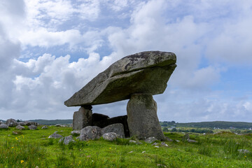 Sticker - view of the Kilclooney Dolmen in County Donegal in Ireland