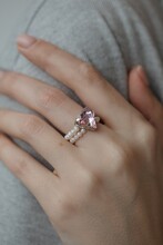 Pearl Ring With Pink Heart 