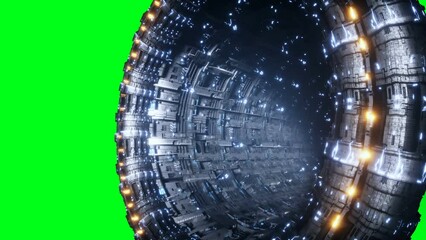 Wall Mural - space futuristic base with ships traffic. futuristic concept. green screen 4k footage.
