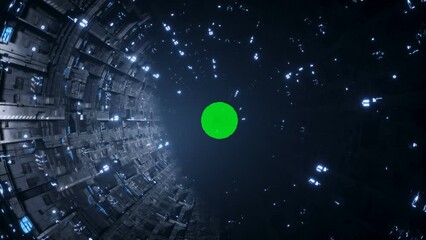 Wall Mural - space futuristic base with ships traffic. futuristic concept. green screen 4k footage.