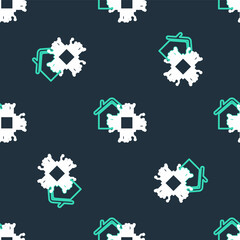 Poster - Line Smart home icon isolated seamless pattern on black background. Remote control. Vector