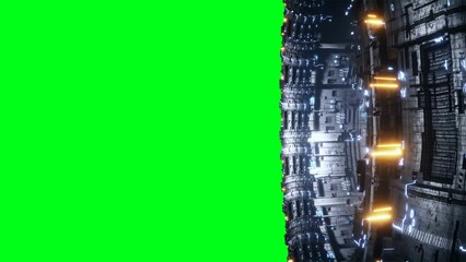 Wall Mural - space futuristic base with ships traffic. futuristic concept. green screen 4k footage.