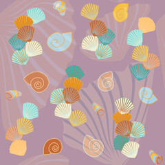 Naklejka na meble seamless pattern without a background of multicolored shells