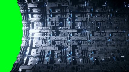 Wall Mural - space futuristic base with ships traffic. futuristic concept. green screen 4k footage.