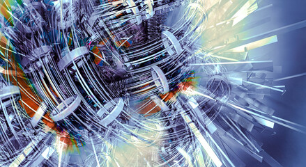 Wall Mural - Abstract futuristic technology style, 3d illustartion 