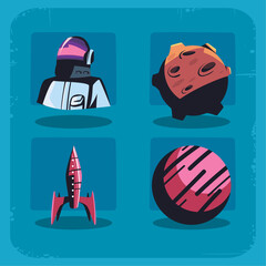 Wall Mural - flat space icons