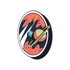 Wall Mural - flat planets badge