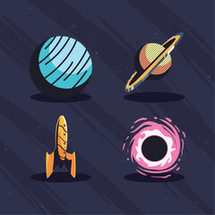 Wall Mural - flat space items