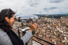 Binoculars At Viewpoint On The Top Of The Florence Cathedral