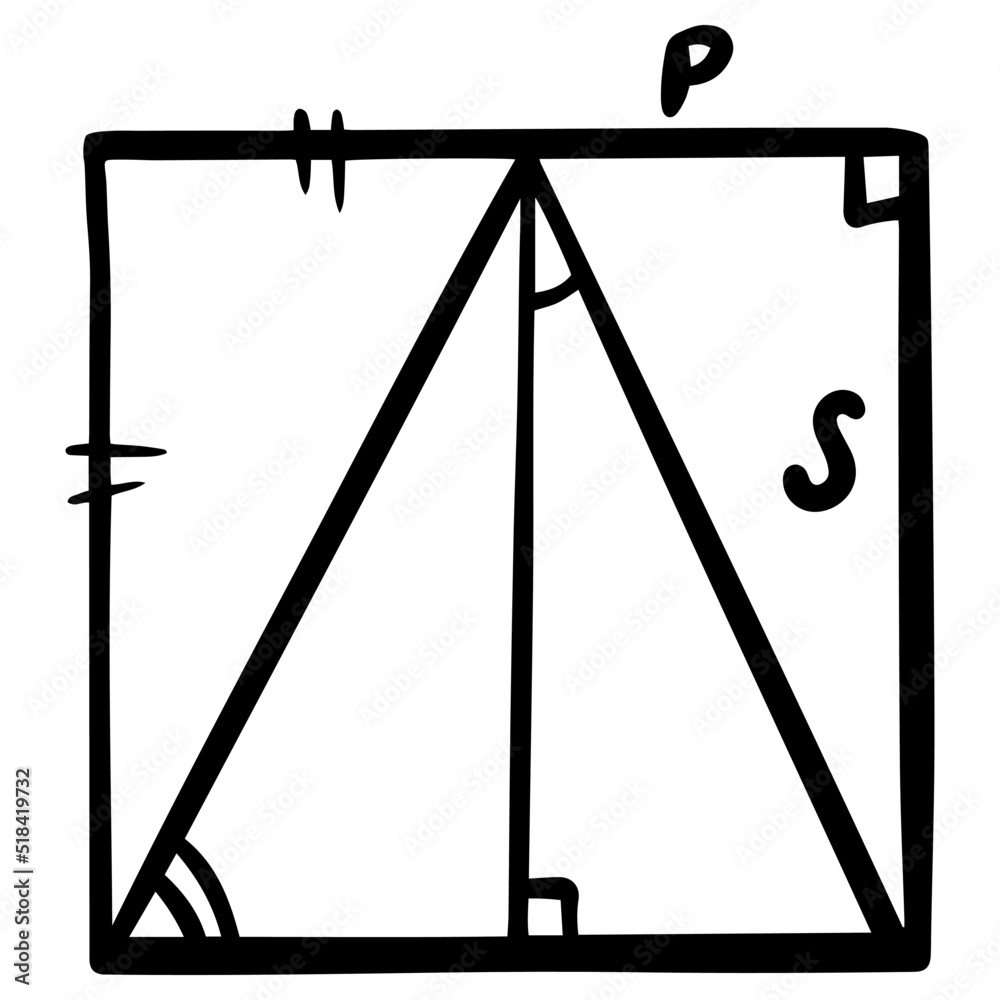 Vector Line Drawing Math Math linear illustration. Hand-drawn geometry doodle. Line art style ...