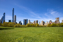 New York City Skyline From Sheep Meadow In Central Park