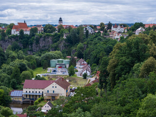 View of the historic town of Bechyne.