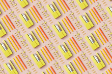 Diagonal Pattern Of Colorful Repeating Office Stationery