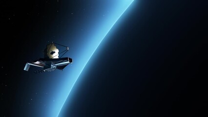 Wall Mural - James Webb telescope on orbit of Earth. Space observatory  Elements of this image furnished by NASA