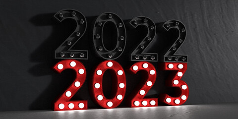 Canvas Print - 2022 go to 2023 start number time calendar happy new year merry christmas chinese new year strategy business vision target forword  beginning end  2021 progress 2022 countdown event freedom concept