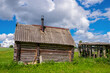 An old rickety wooden bathhouse in the heartland of Russia