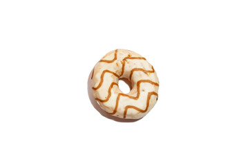 one caramel donut on a white background