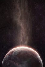 Red Planet With Nebula