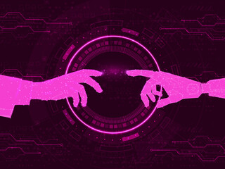 Poster - 2d illustration Abstract futuristic electronic circuit technology background