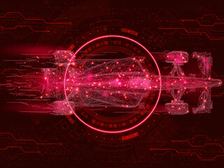 Poster - 2d illustration Abstract futuristic electronic circuit technology background