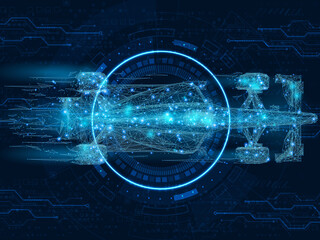 Poster - 2d illustration Abstract futuristic electronic circuit technology background