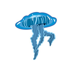 Wall Mural - flat blue jellyfish illustration