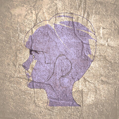 Wall Mural - Young woman face side view. Elegant silhouette of a female head.