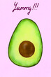 © Elena Saurius & Dani Rex/Stocksy - Halved Avocado with word yummy illustration