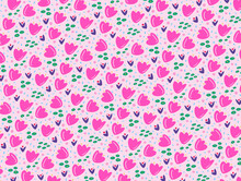 Spring Flowers Pattern In Pink, Illustration