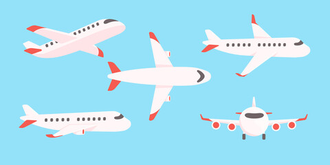 passenger plane flying in the sky side view. travel concept