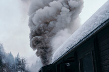 Magical Surreal Steam Engine Train In Winter