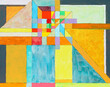 © Clive Watts/Stocksy - A geometric abstract painting, with strong colors and glazed brushwork