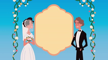 Wall Mural - wedding married couple lovers characters