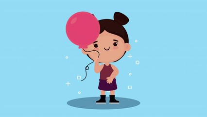 Sticker - little girl with balloon helium character