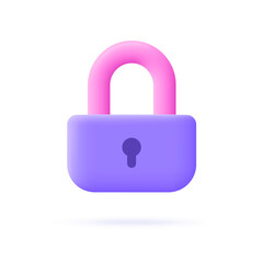 Sticker - 3d padlock icon. Symbol of safety, password security, protection. Vector illustration.