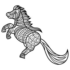 Wall Mural - hand drawn of horse in zentangle style