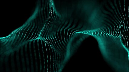 Poster - Technology green wave. Big data visualization. Analytics representation. Digital background. 3d rendering.