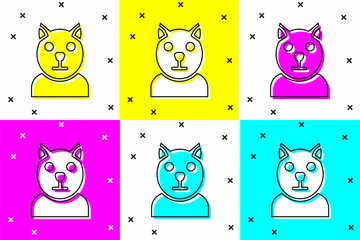 Canvas Print - Set Cat icon isolated on color background. Animal symbol. Vector